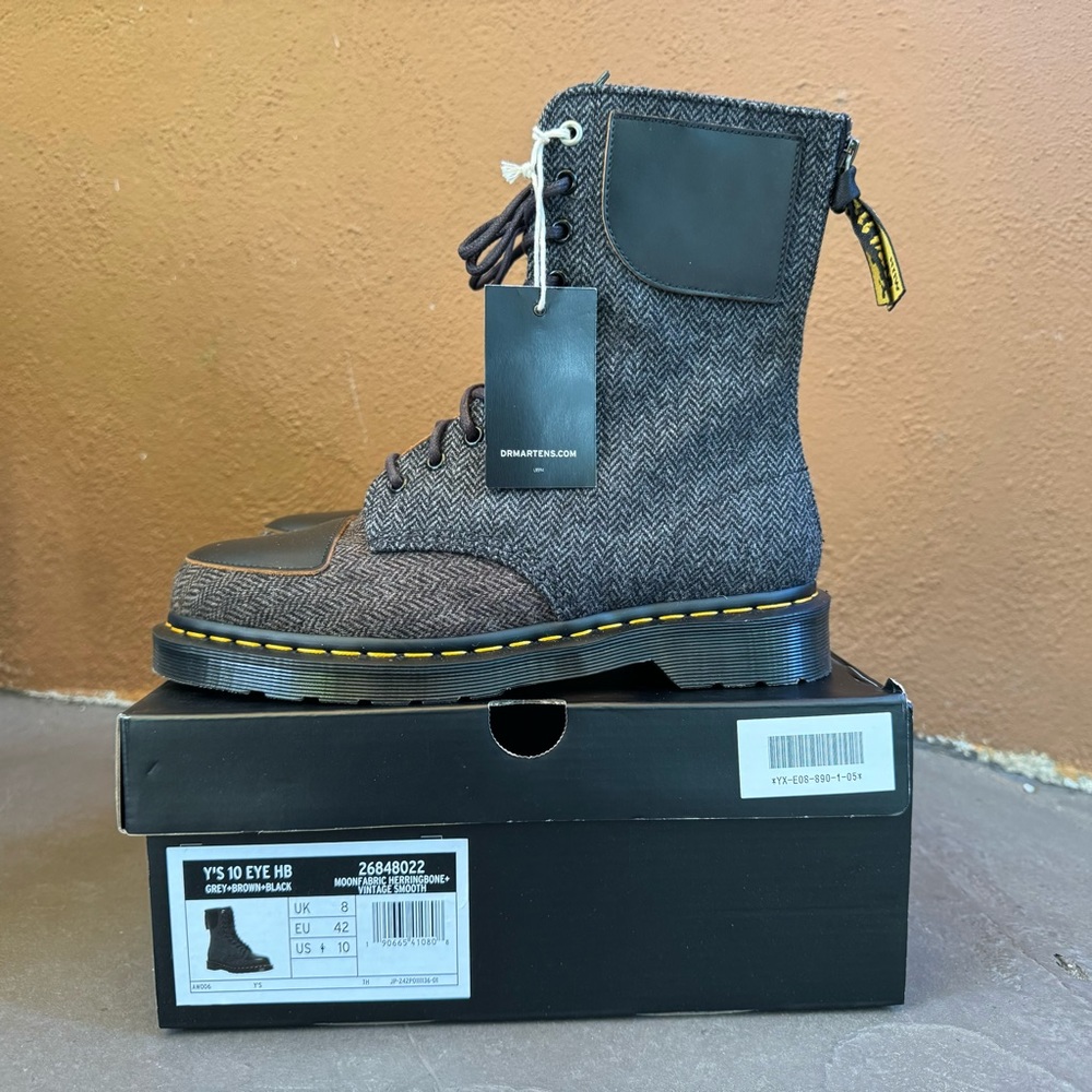 🇯🇵Dr. Martens 1490 Yamamoto Moon Fabric Herringbone Vintage Smooth NEW UK 8